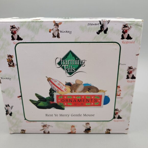 Charming Tails Rest Ye Merry Gentle Mouse Figurine Christmas Enesco - Picture 7 of 7